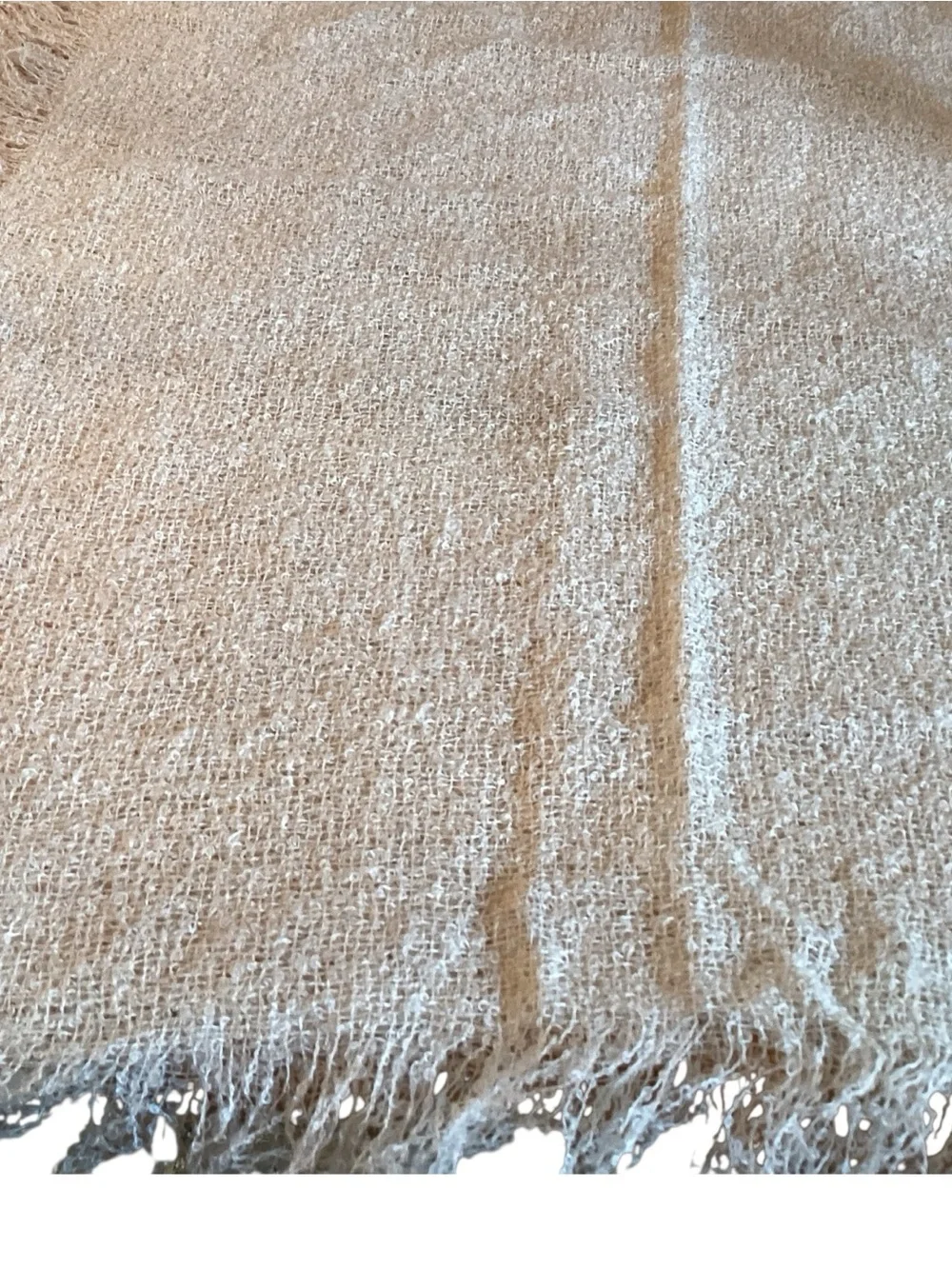 Vintage 70’s Nasharr Acrylic Loose Knit Throw Wrap Ivory 40” Square